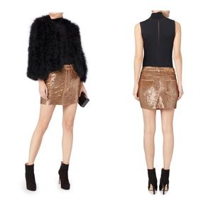 IRO Rose Gold Sequin Mini Skirt